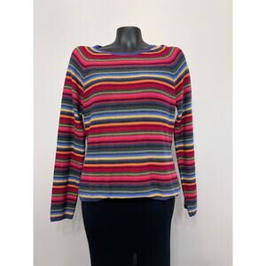 Talbots Rainbow Sweater Women’s Sz M Pullover Striped L/S Boho Y2K Vintage Fall